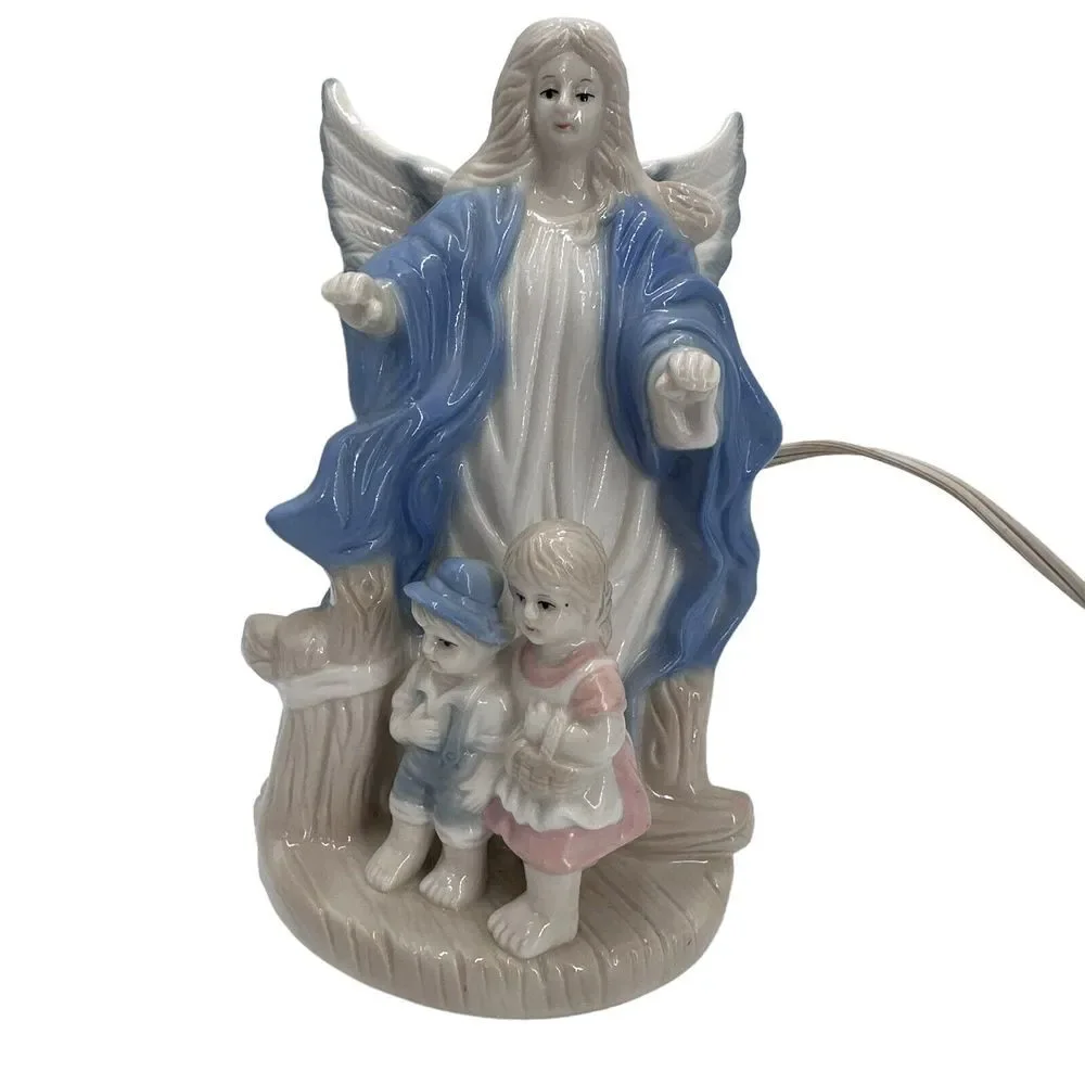 VTG Ceramic  Guardian Angel‎ Nightlight Children Porcelain 7
